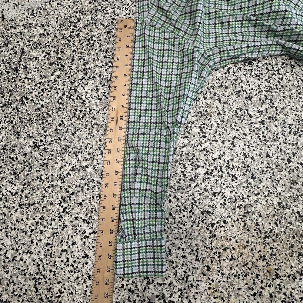 Thomas Dean Shirt Men Medium Green Plaid Button Up Long Sleeve Geometric - Picture 8 of 8